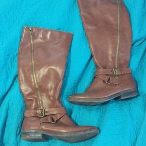 High brown boots